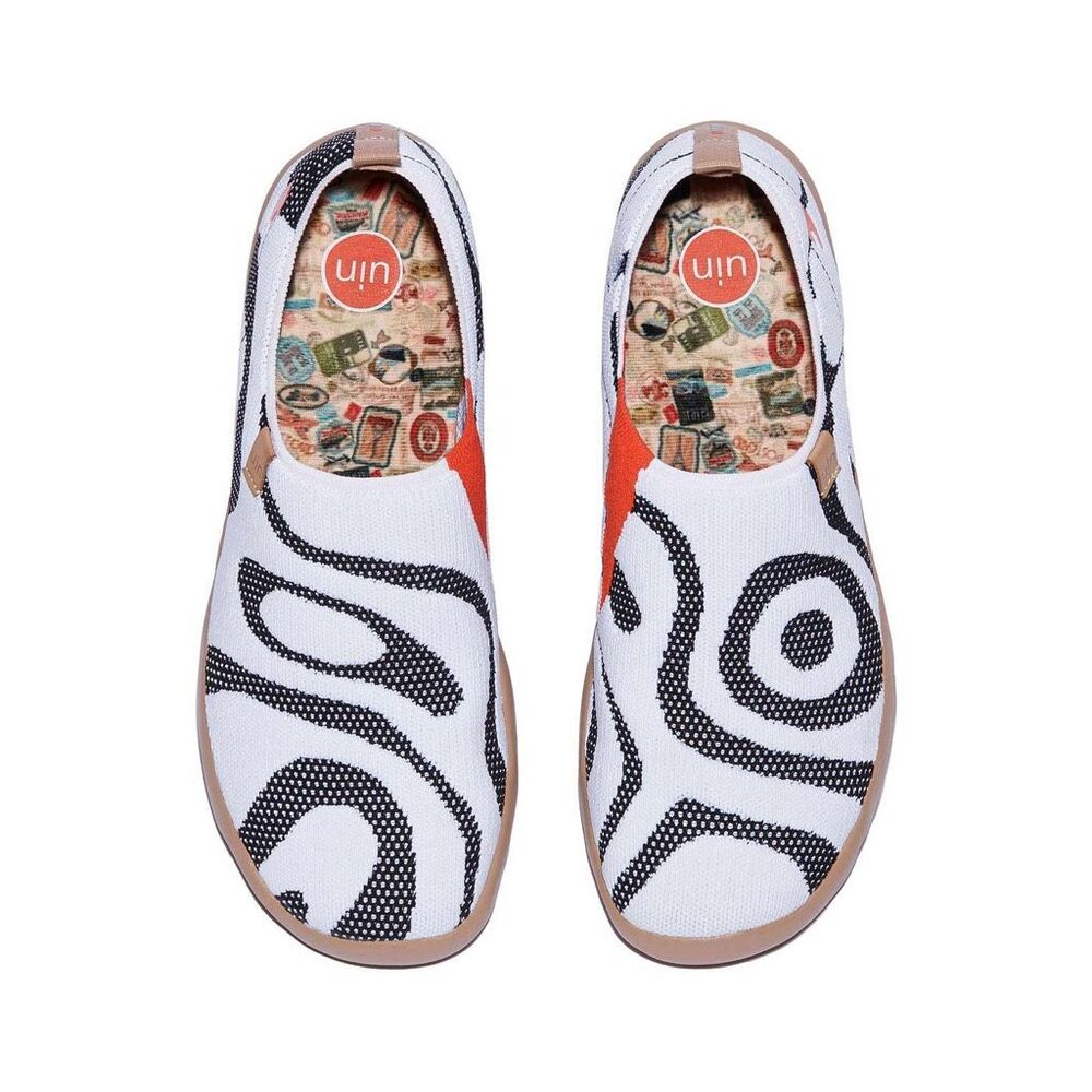 UIN Men’s Walking Shoes Slip On Casual Sneaker (Toledo 1 - White Tiger)
